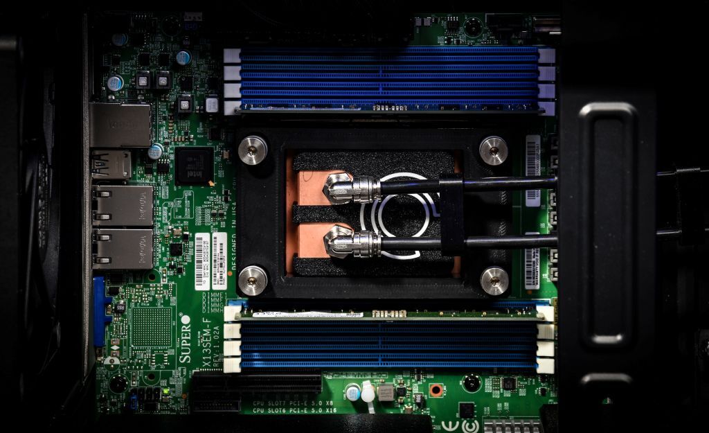 Direct-to-Chip liquid cooling installed on a server CPU